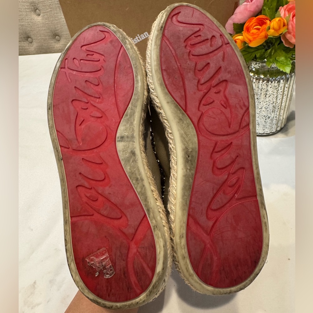 FINAL PRICE 💖Christian Louboutin Beige Espadrilles with Silver Studs - Picture 8 of 14